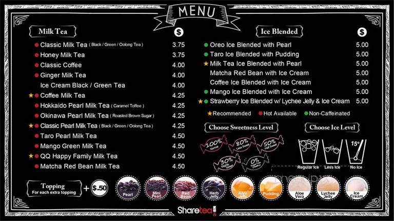 Sharetea - Sugar Land, TX menu_pic