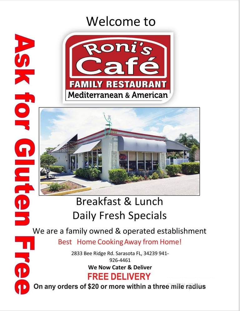 Roni's Cafe - Sarasota, FL menu_pic