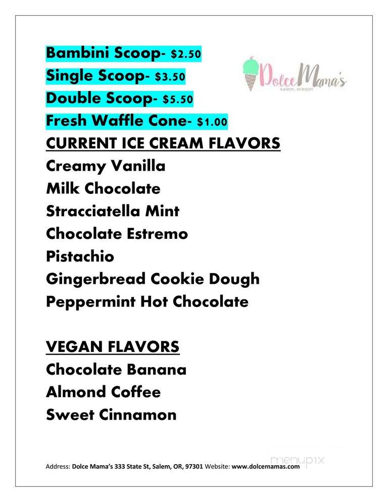 Dolce Mama's - Salem, OR menu_pic