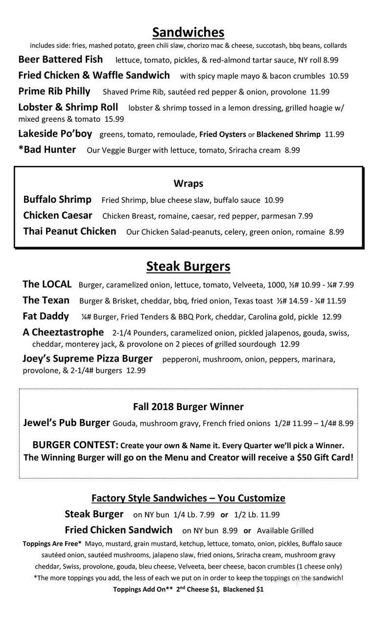 Food Factory Craft Diner - Hickory, NC menu_pic