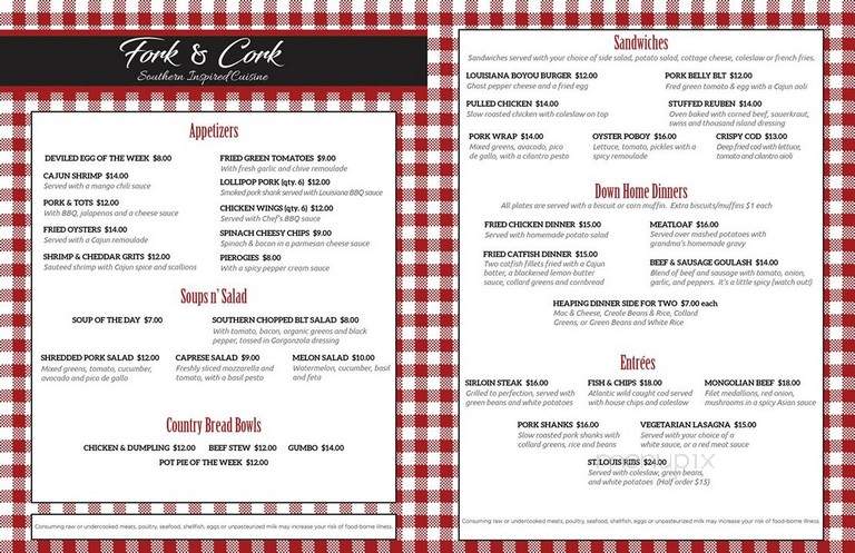Fork & Cork - Valparaiso, IN menu_pic