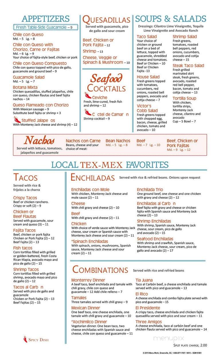 Victor's Mexican Grille - Richmond, TX menu_pic