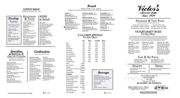 Victor's Mexican Grille - Richmond, TX menu_pic