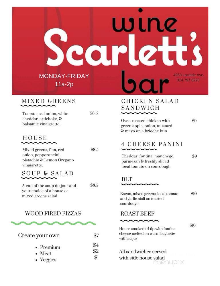 Scarlett's Wine Bar - Saint Louis, MO menu_pic