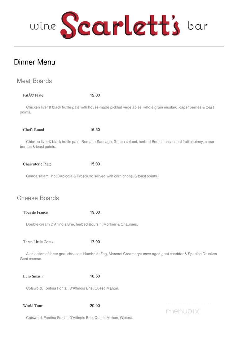 Scarlett's Wine Bar - Saint Louis, MO menu_pic