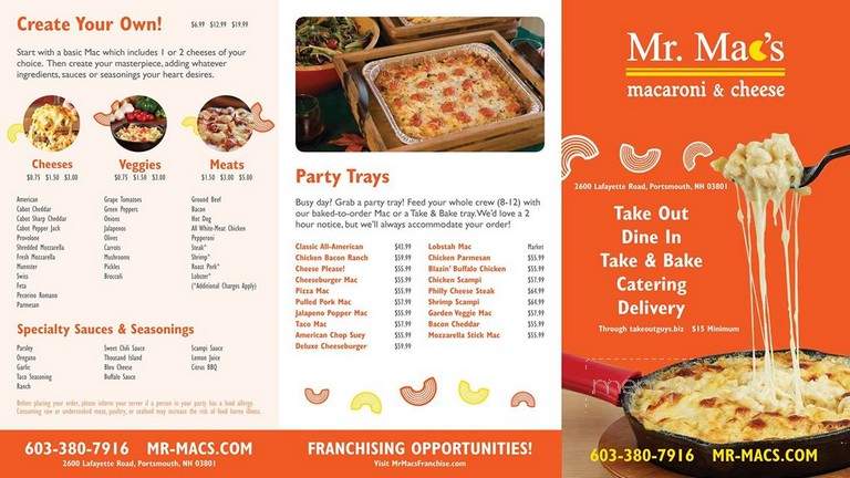 Mr. Mac's Macaroni & Cheese - Portsmouth, NH menu_pic