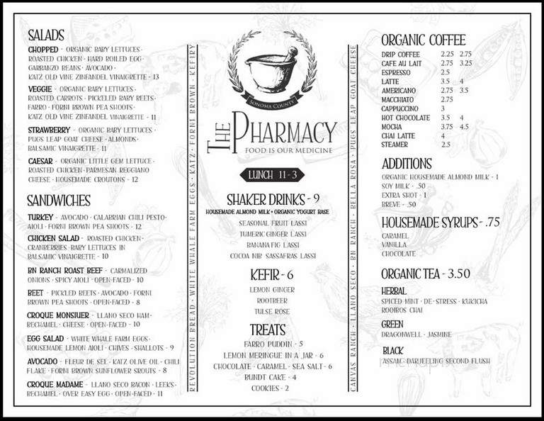 The Pharmacy - Santa Rosa, CA menu_pic