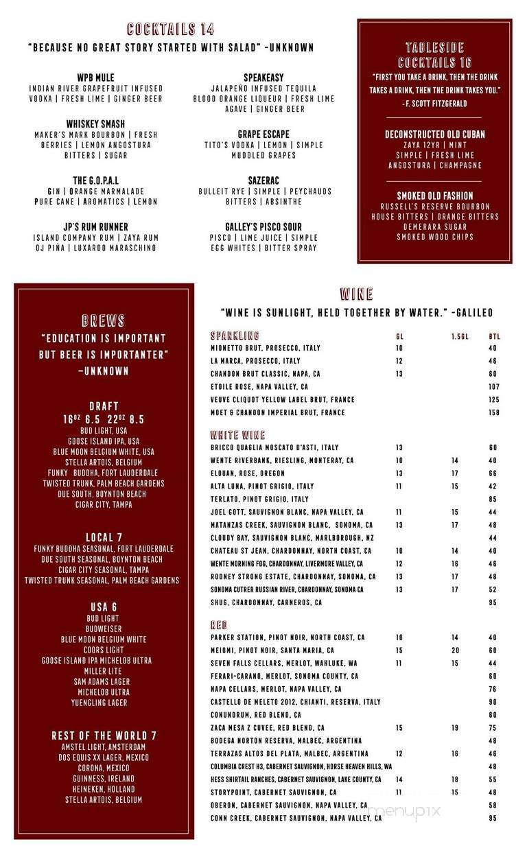 Galley Bar - West Palm Beach, FL menu_pic