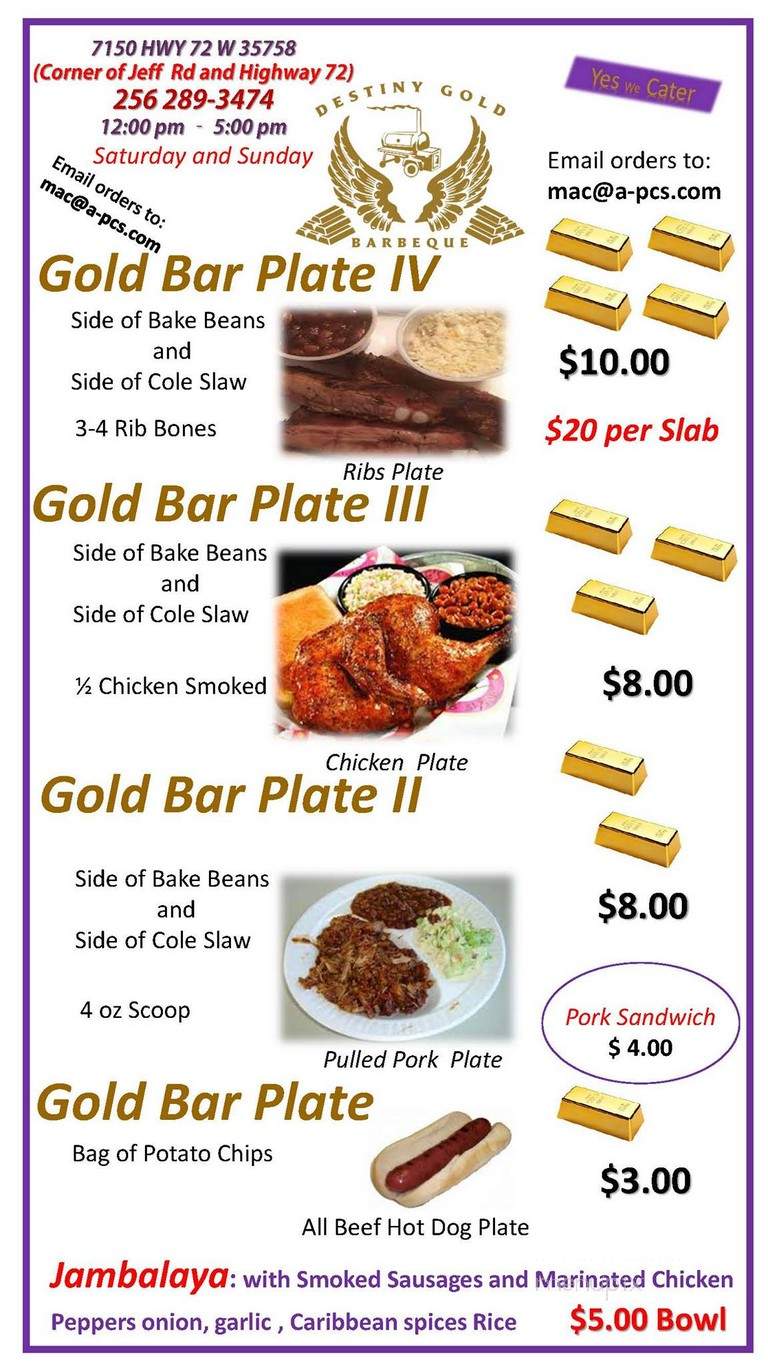 Destiny Gold BBQ - Madison, AL menu_pic