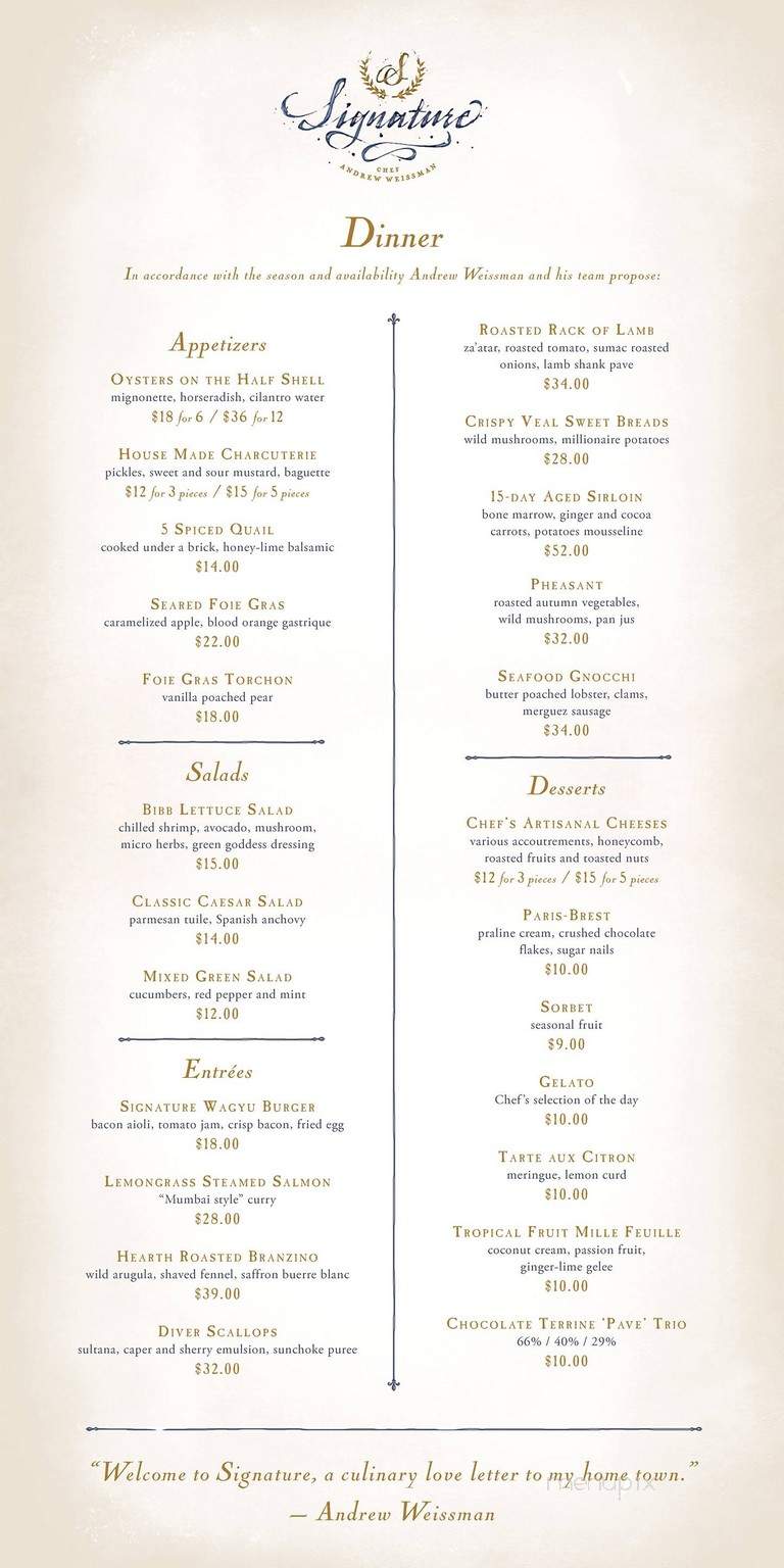 Signature By Andrew Weissman - San Antonio, TX menu_pic