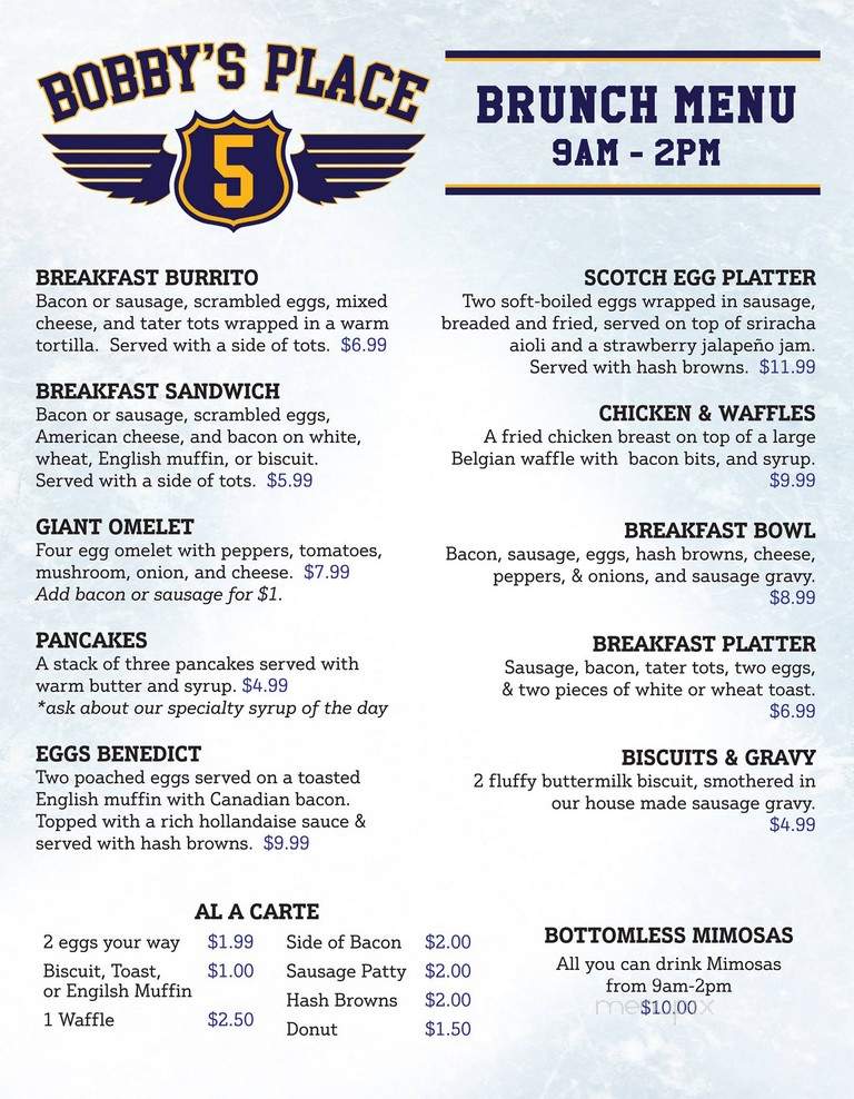 Bobby's Place - St. Louis, MO menu_pic