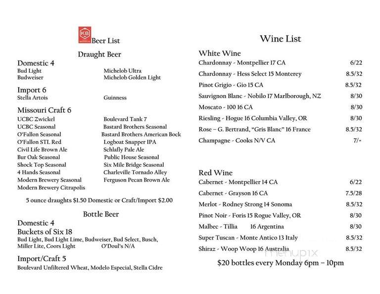 Kirkwood Brewhouse - St Louis, MO menu_pic