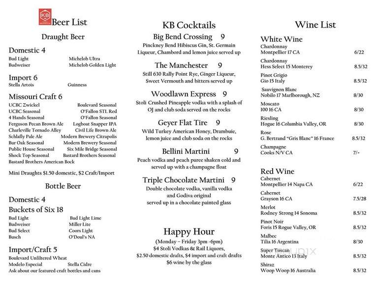 Kirkwood Brewhouse - St Louis, MO menu_pic