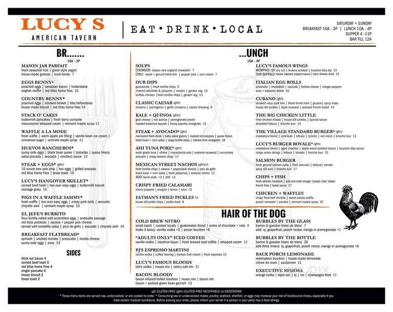 Lucy's American Tavern - Dorchester Center, MA menu_pic