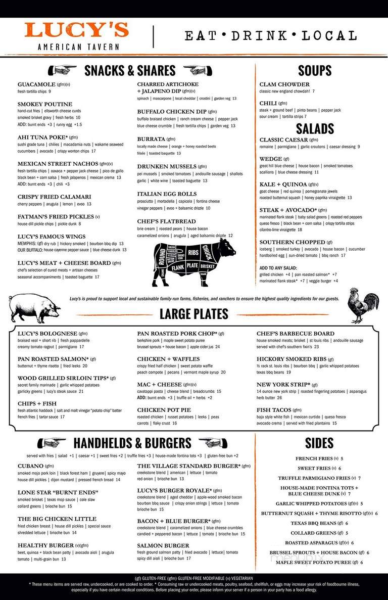 Lucy's American Tavern - Dorchester Center, MA menu_pic