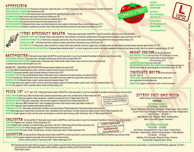 Tomato Street - Spokane, WA menu_pic
