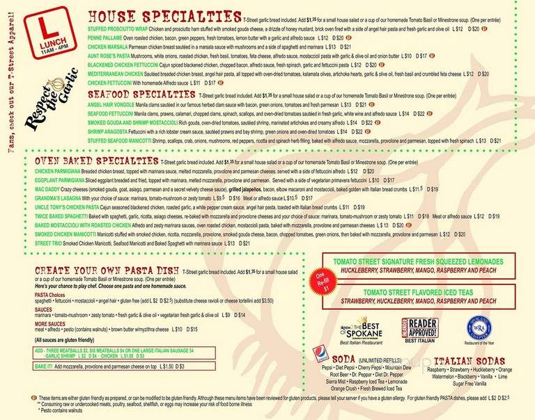 Tomato Street - Spokane, WA menu_pic