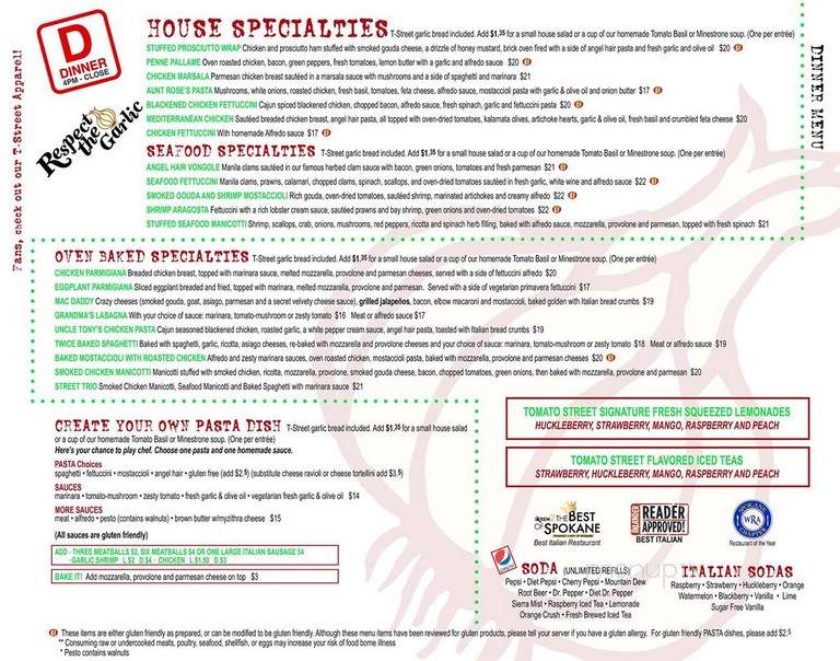 Tomato Street - Spokane, WA menu_pic