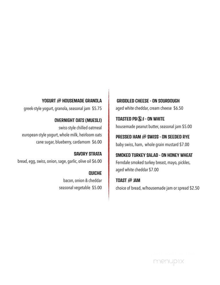 The Spoke & Bird Bakehouse - Chicago, IL menu_pic