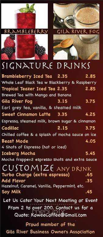 Kowee Coffee - Sacaton, AZ menu_pic