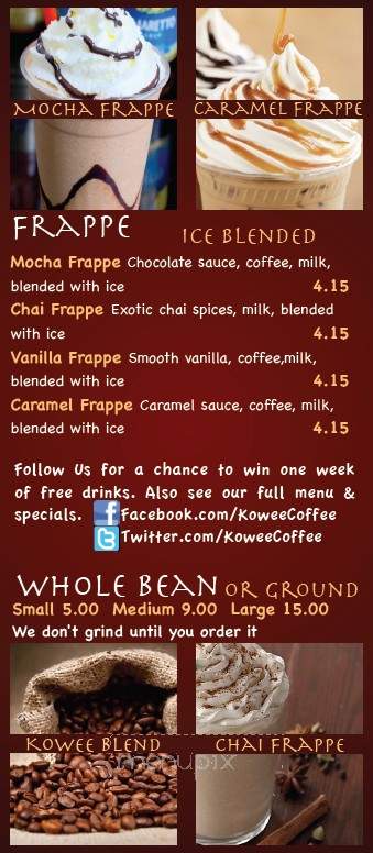 Kowee Coffee - Sacaton, AZ menu_pic