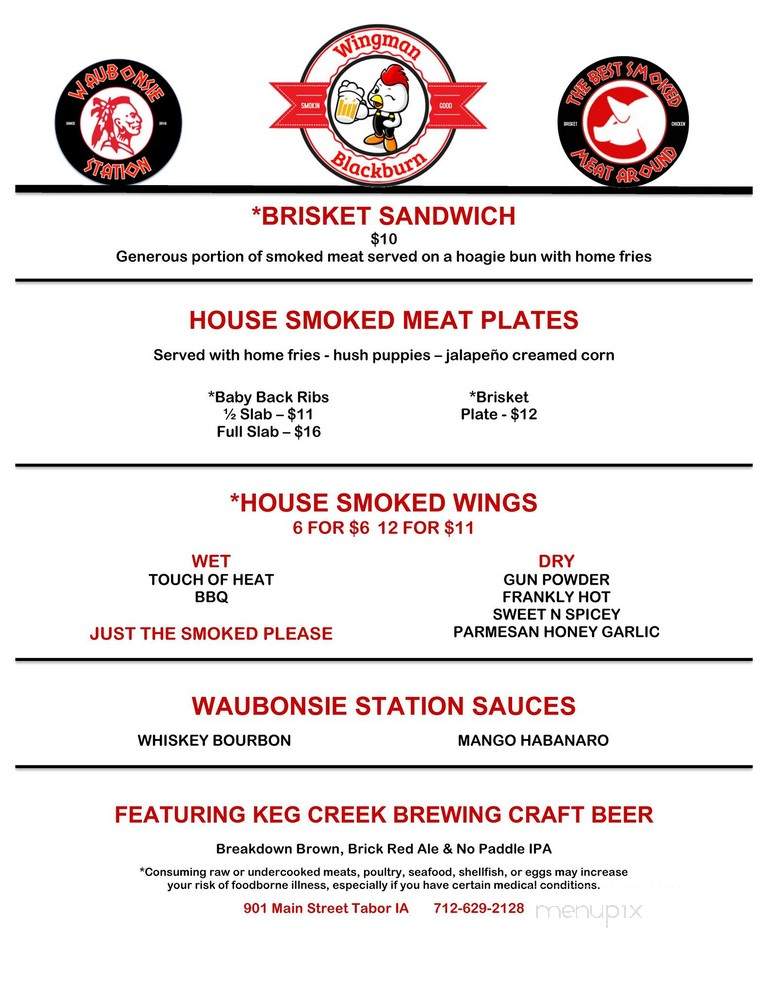 Waubonsie Station - Tabor, IA menu_pic