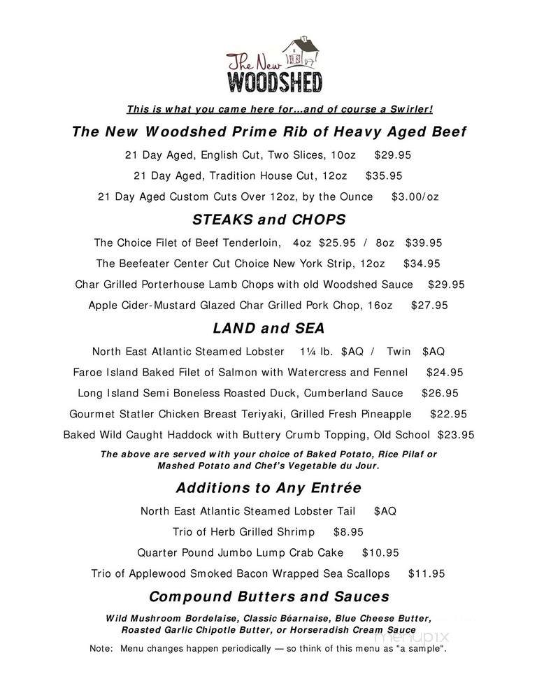 The New Woodshed - Moultonborough, NH menu_pic