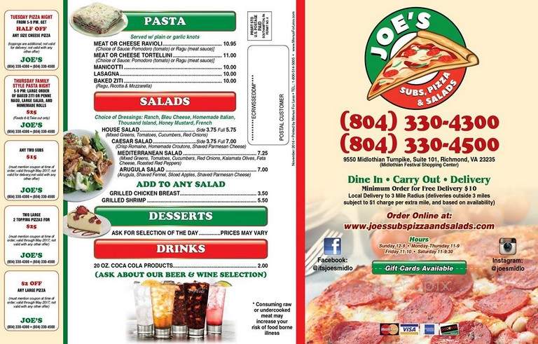 Joe's Subs Pizza and Salads - Richmond, VA