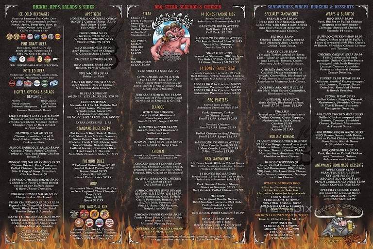 Wilke's Fourteen Bones - Vero Beach, FL menu_pic