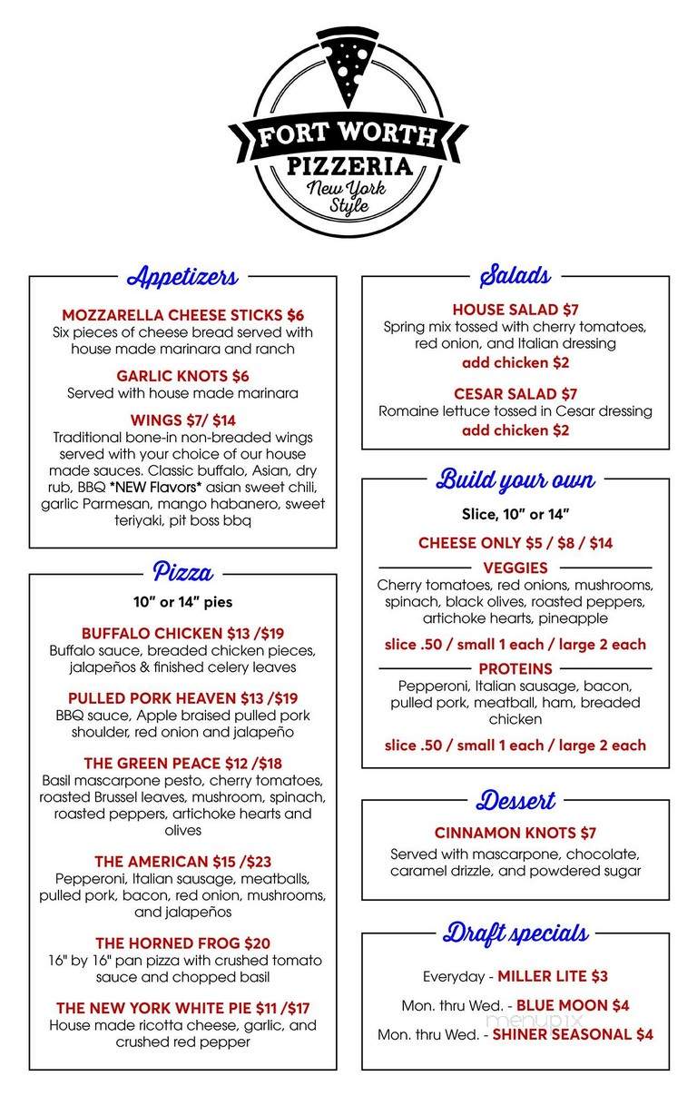 Fort Worth Pizzeria - Fort Worth, TX menu_pic