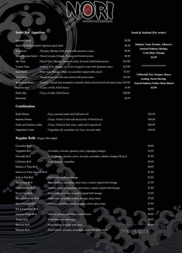 Nori Sushi & Thai - Sarasota, FL menu_pic