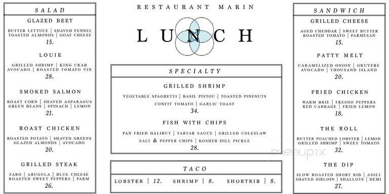 Restaurant Marin - Costa Mesa, CA menu_pic