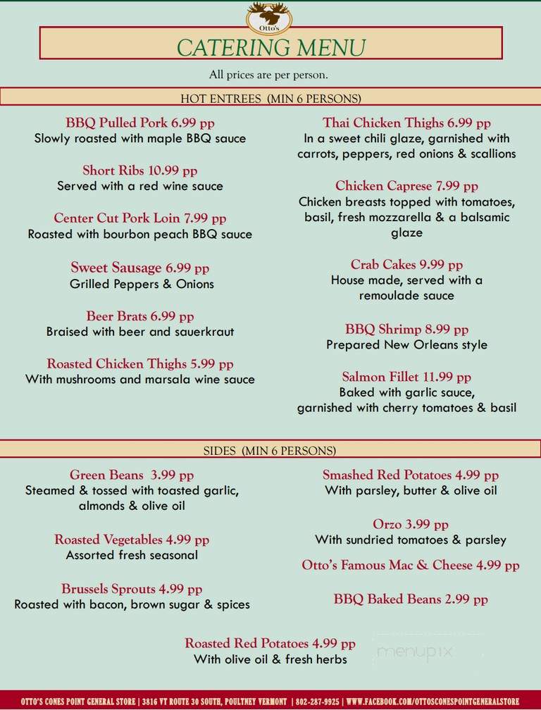 Otto's at Cones Point - Poultney, VT menu_pic