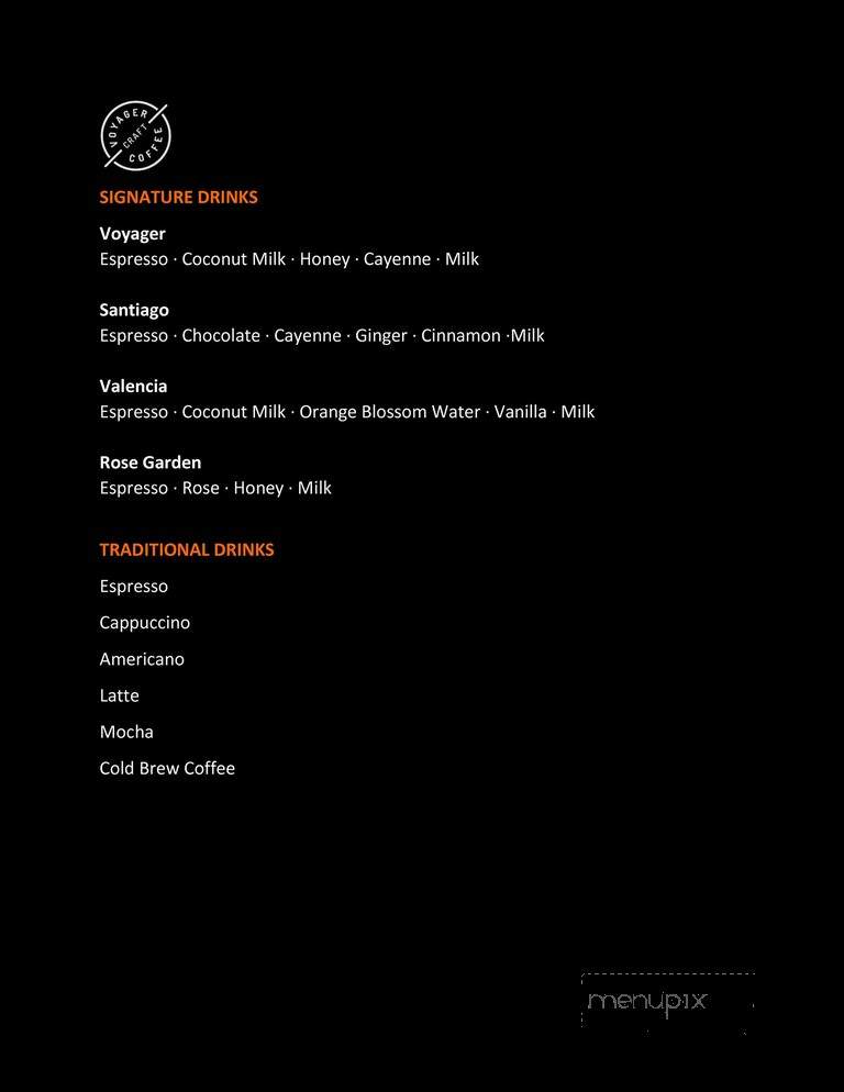 Voyager Craft Coffee - Santa Clara, CA menu_pic