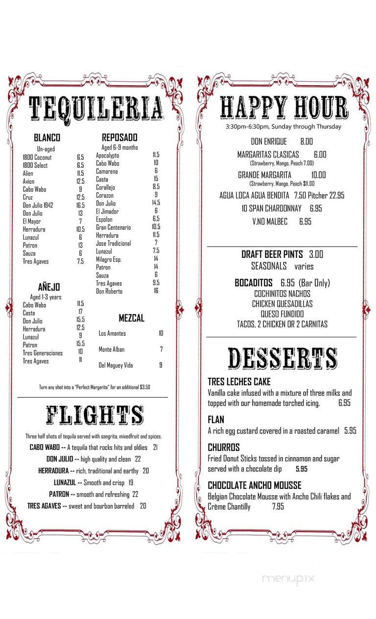 Maya Mexican Grill And Tequila Lounge - Richmond, VA menu_pic
