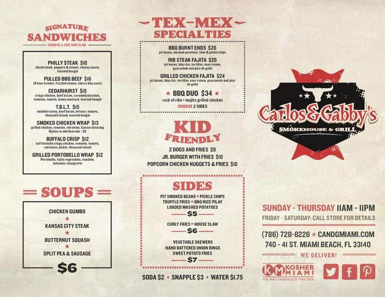 Carlos & Gabby's - Miami Beach, FL menu_pic