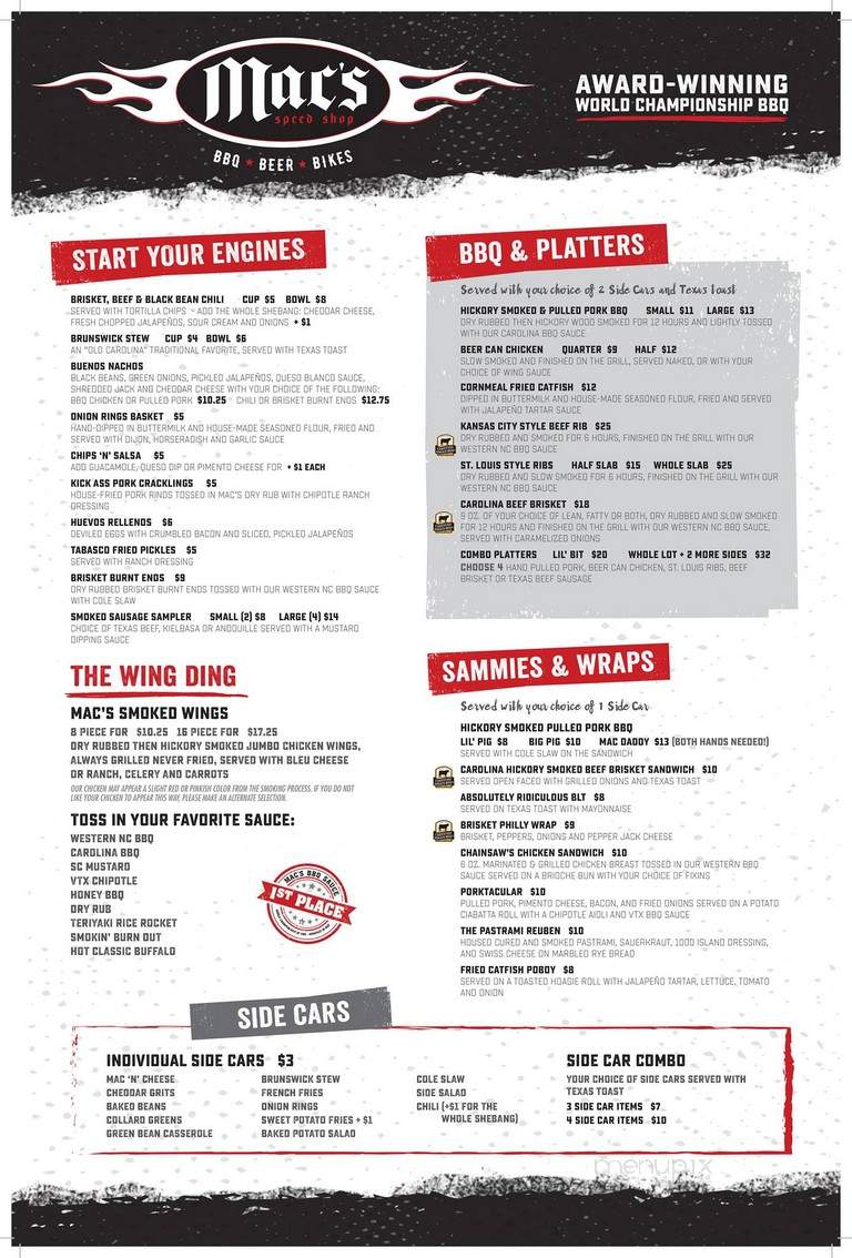 Mac's Speed Shop - Matthews, NC menu_pic