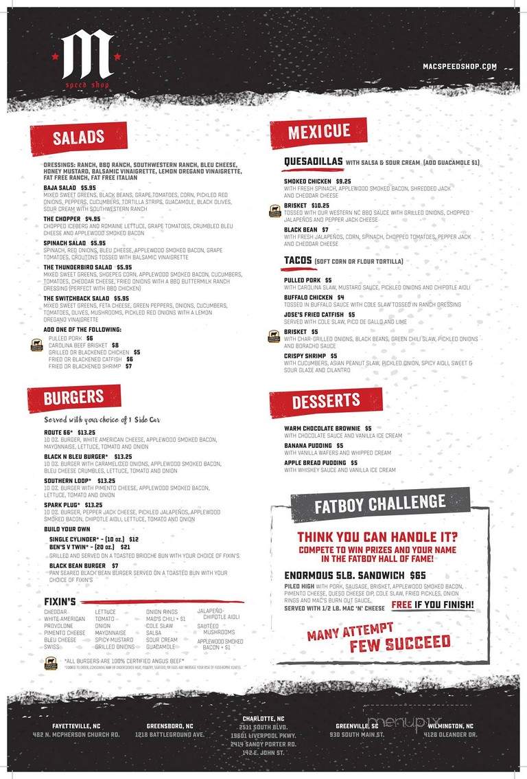 Mac's Speed Shop - Matthews, NC menu_pic