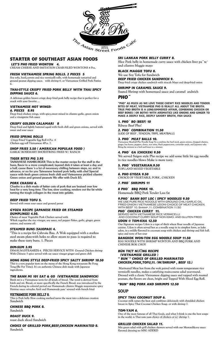 Let's Pho - Los Angeles, CA menu_pic