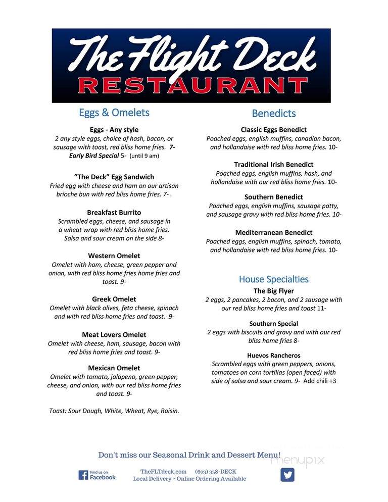 The Flight Deck Restaurant - Keene, NH menu_pic