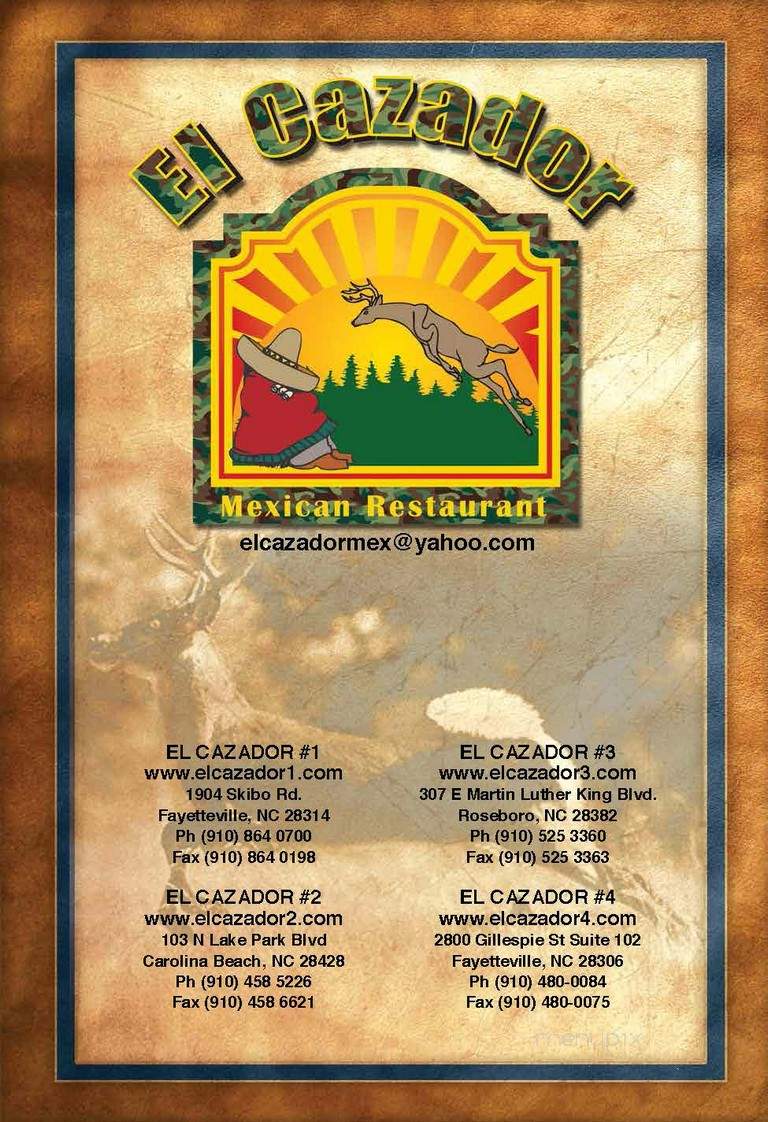El Cazador #4 - Fayetteville, NC menu_pic