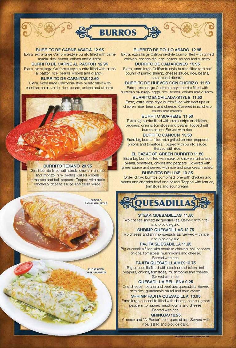 El Cazador #4 - Fayetteville, NC menu_pic