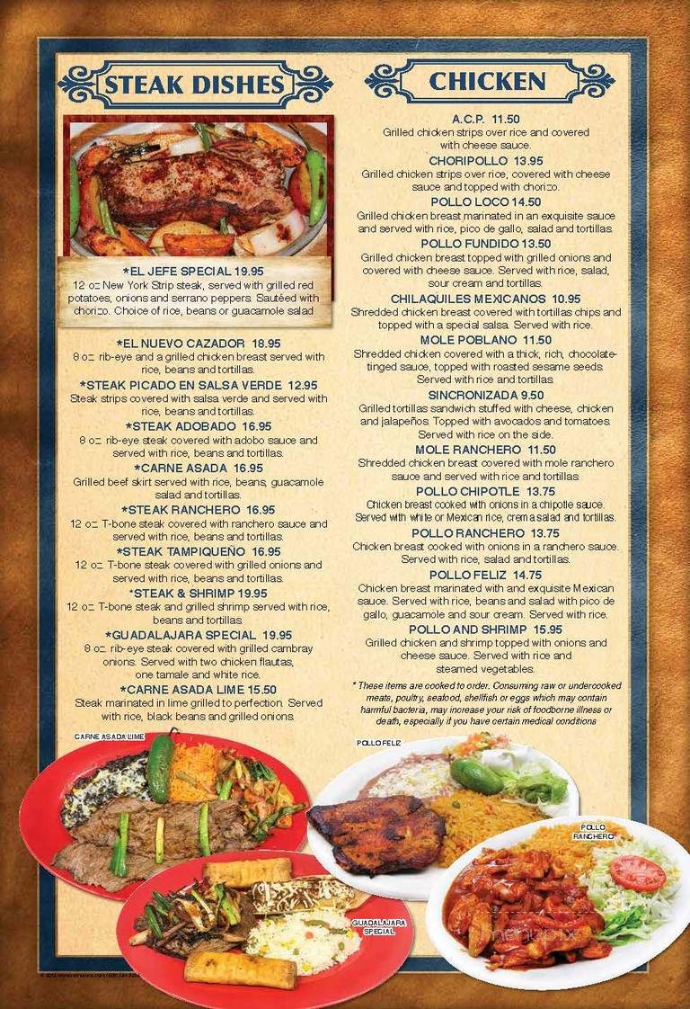 El Cazador #4 - Fayetteville, NC menu_pic