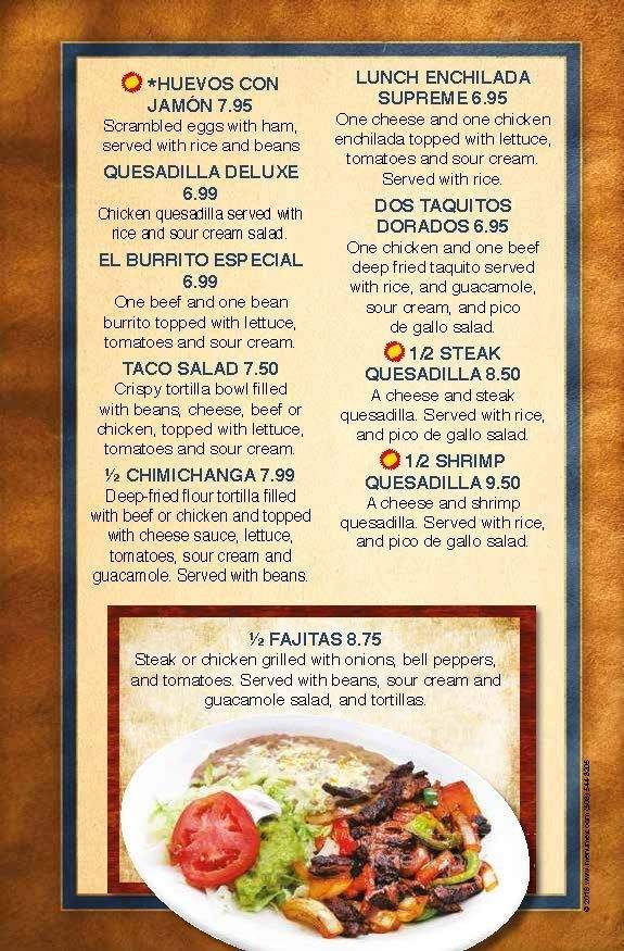 El Cazador #4 - Fayetteville, NC menu_pic