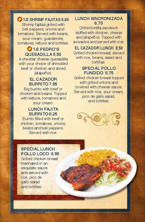 El Cazador #4 - Fayetteville, NC menu_pic