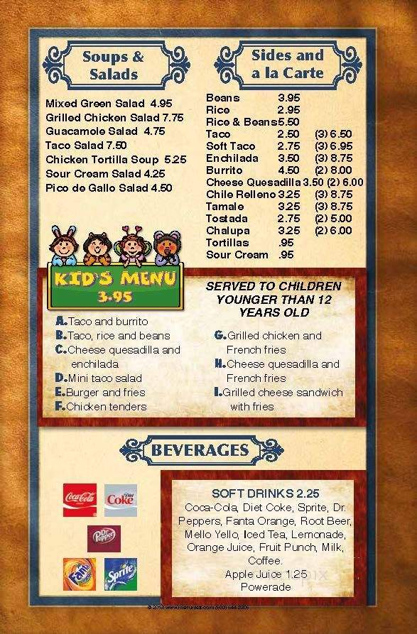 El Cazador #4 - Fayetteville, NC menu_pic