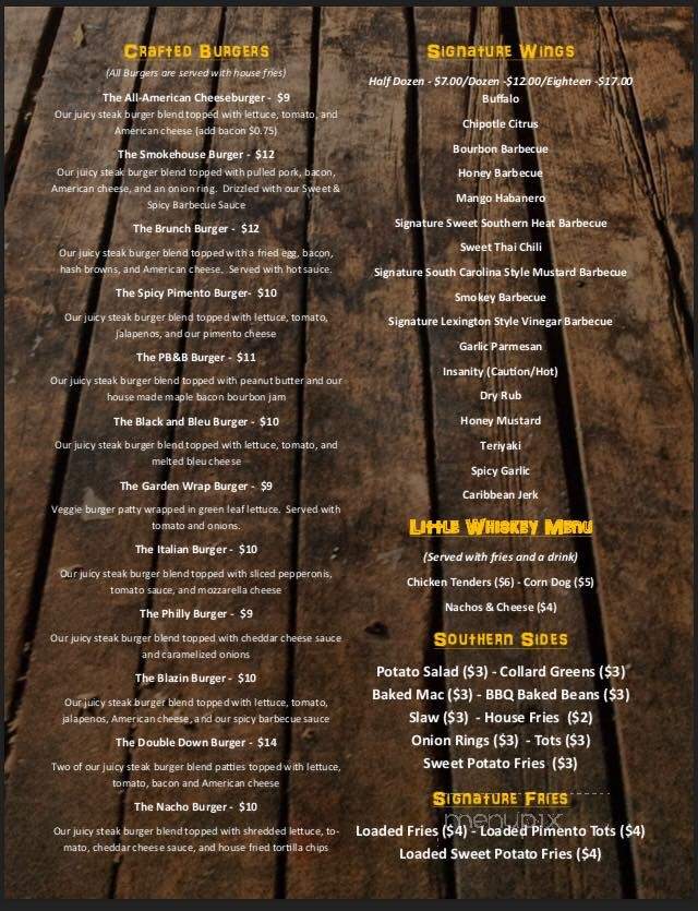The Big Whiskey - Bluefield, WV menu_pic