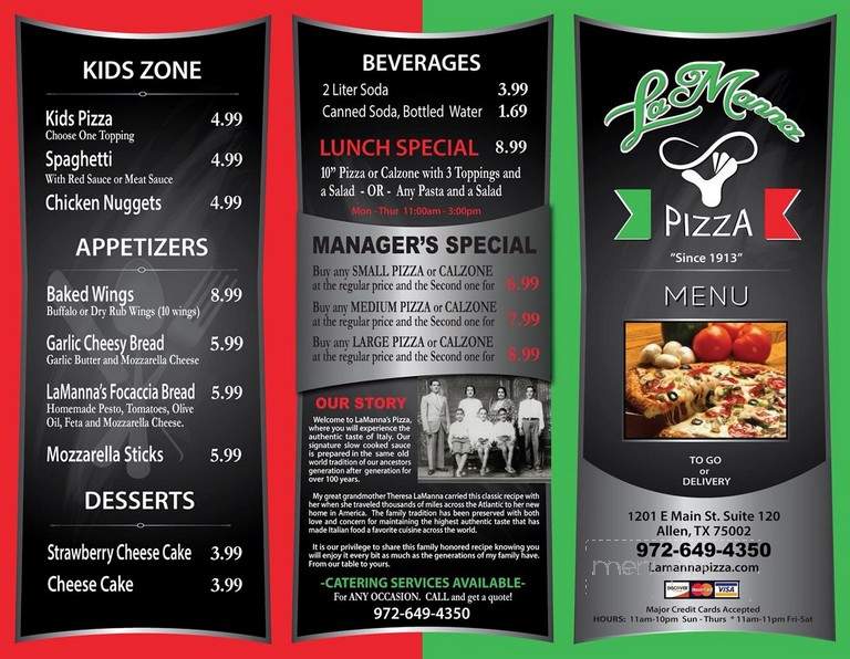 LaManna Pizza - Allen, TX menu_pic