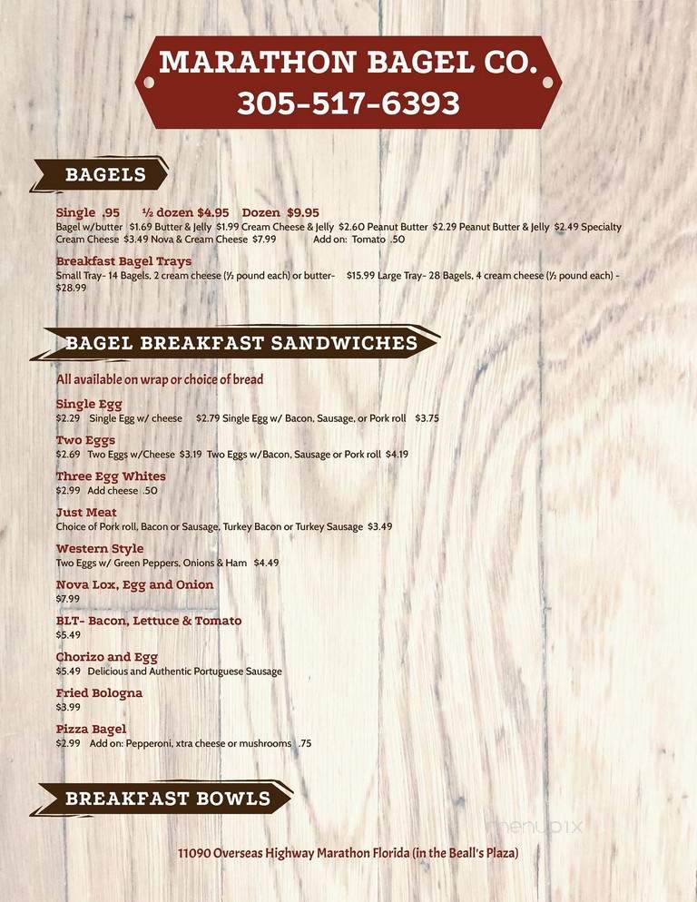 Marathon Bagel - Marathon, FL menu_pic