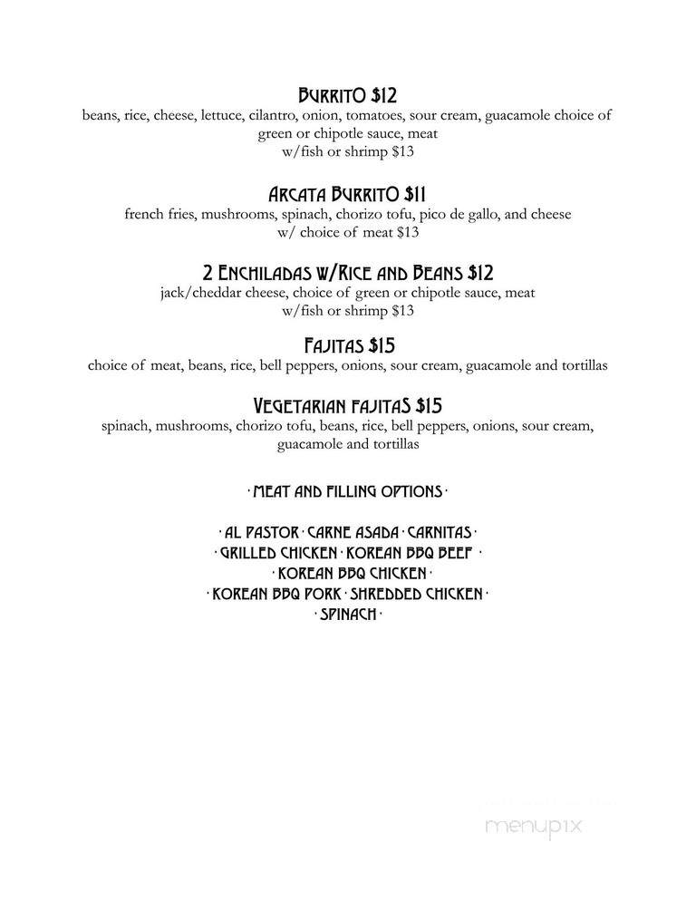 Griffin - Arcata, CA menu_pic
